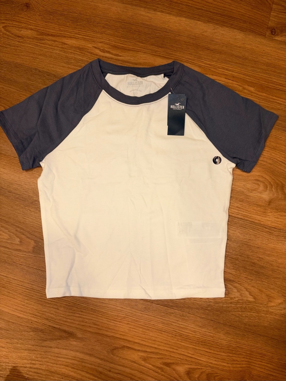 Hollister White & Navy Baby Tee